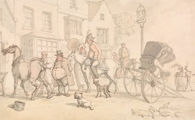 Scene outside the Half-Moon Inn by Thomas Rowlandson
